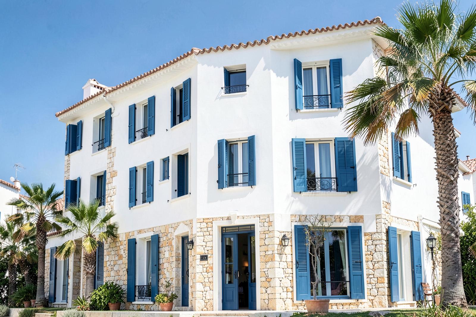 Façade d’hôtel méditerranéen rénovée